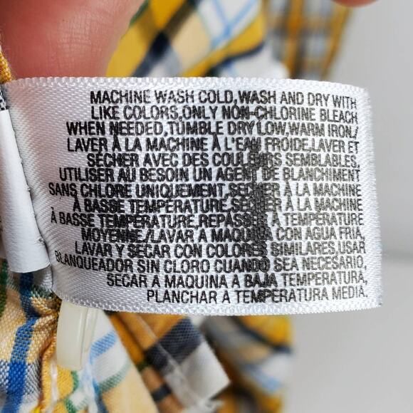 Old Navy Shirt Mens XXL Slim Fit Button Down Collar Poppy Roll Yellow Plaid Top - Picture 13 of 14